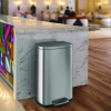 Step Pedal Trash Can, 13 Gal, Plastic/Stainless Steel, Silver