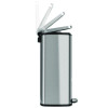 Step Pedal Trash Can, 13 Gal, Plastic/Stainless Steel, Silver