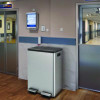 Fire-Resistant Step Pedal Trash Can And Recycle Bin, 16 Gal, Plastic/Stainless Steel, Silver