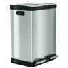 Fire-Resistant Step Pedal Trash Can And Recycle Bin, 16 Gal, Plastic/Stainless Steel, Silver