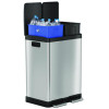 Fire-Resistant Step Pedal Trash Can And Recycle Bin, 16 Gal, Plastic/Stainless Steel, Silver