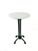 Topalit Tables, Round, 24" Dia x 44"h, Brushed Silver Top, Black Iron Base/Legs