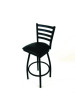 Boggs Series Barstool, Supports Up To 300 Lb, 30.5" Seat Height, Black Seat, Black Back, Black Base