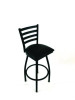 Boggs Series Barstool, Supports Up To 300 Lb, 30.5" Seat Height, Black Seat, Black Back, Black Base