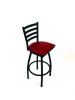 Boggs Series Barstool, Supports Up To 300 Lb, 30.5" Seat Height, Burgundy Seat, Black Back, Black Base