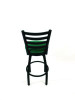 Boggs Series Barstool, Supports Up To 300 Lb, 30.5" Seat Height, Green Seat, Black Back, Black Base