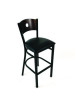 Circle Series Barstool, Supports Up To 300 Lb, 28.5" Seat Height, Black Seat, Dark Walnut Back, Black Base