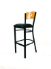 Circle Series Barstool, Supports Up To 300 Lb, 28.5" Seat Height, Black Seat, Natural Back, Black Base