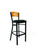Circle Series Barstool, Supports Up To 300 Lb, 28.5" Seat Height, Black Seat, Natural Back, Black Base