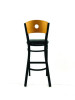 Circle Series Barstool, Supports Up To 300 Lb, 28.5" Seat Height, Black Seat, Natural Back, Black Base