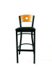 Circle Series Barstool, Supports Up To 300 Lb, 28.5" Seat Height, Black Seat, Natural Back, Black Base