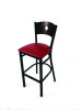 Circle Series Barstool, Supports Up To 300 Lb, 28.5" Seat Height, Burgundy Seat, Dark Walnut Back, Black Base