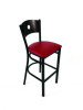 Circle Series Barstool, Supports Up To 300 Lb, 28.5" Seat Height, Burgundy Seat, Dark Walnut Back, Black Base
