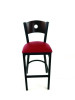 Circle Series Barstool, Supports Up To 300 Lb, 28.5" Seat Height, Burgundy Seat, Dark Walnut Back, Black Base