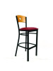 Circle Series Barstool, Supports Up To 300 Lb, 28.5" Seat Height, Burgundy Seat, Natural Back, Black Base