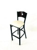 Circle Series Barstool, Supports Up To 300 Lb, 28.5" Seat Height, Cream Seat, Dark Walnut Back, Black Base