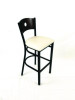 Circle Series Barstool, Supports Up To 300 Lb, 28.5" Seat Height, Cream Seat, Dark Walnut Back, Black Base