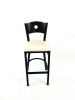 Circle Series Barstool, Supports Up To 300 Lb, 28.5" Seat Height, Cream Seat, Dark Walnut Back, Black Base
