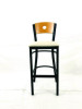 Circle Series Barstool, Supports Up To 300 Lb, 28.5" Seat Height, Cream Seat, Natural Back, Black Base