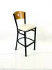 Circle Series Barstool, Supports Up To 300 Lb, 28.5" Seat Height, Cream Seat, Natural Back, Black Base