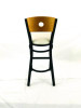 Circle Series Barstool, Supports Up To 300 Lb, 28.5" Seat Height, Cream Seat, Natural Back, Black Base