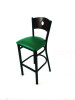 Circle Series Barstool, Supports Up To 300 Lb, 28.5" Seat Height, Green Seat, Dark Walnut Back, Black Base