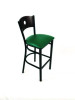 Circle Series Barstool, Supports Up To 300 Lb, 28.5" Seat Height, Green Seat, Dark Walnut Back, Black Base