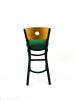 Circle Series Barstool, Supports Up To 300 Lb, 28.5" Seat Height, Green Seat, Natural Back, Black Base