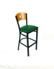 Circle Series Barstool, Supports Up To 300 Lb, 28.5" Seat Height, Green Seat, Natural Back, Black Base