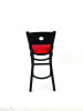 Circle Series Barstool, Supports Up To 300 Lb, 28.5" Seat Height, Red Seat, Dark Walnut Back, Black Base