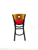 Circle Series Barstool, Supports Up To 300 Lb, 28.5" Seat Height, Red Seat, Natural Back, Black Base