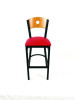 Circle Series Barstool, Supports Up To 300 Lb, 28.5" Seat Height, Red Seat, Natural Back, Black Base