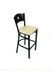 Circle Series Barstool, Supports Up To 300 Lb, 28.5" Seat Height, Taupe Seat, Dark Walnut Back, Black Base