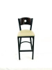Circle Series Barstool, Supports Up To 300 Lb, 28.5" Seat Height, Taupe Seat, Dark Walnut Back, Black Base