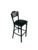 Eagle Series Barstool, Supports Up To 300 Lb, 28.5" Seat Height, Black Seat, Dark Walnut Back, Black Base