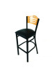 Eagle Series Barstool, Supports Up To 300 Lb, 28.5" Seat Height, Black Seat, Natural Back, Black Base