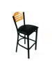 Eagle Series Barstool, Supports Up To 300 Lb, 28.5" Seat Height, Black Seat, Natural Back, Black Base