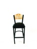 Eagle Series Barstool, Supports Up To 300 Lb, 28.5" Seat Height, Black Seat, Natural Back, Black Base