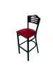 Eagle Series Barstool, Supports Up To 300 Lb, 28.5" Seat Height, Burgundy Seat, Dark Mahogany Back, Black Base