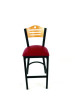 Eagle Series Barstool, Supports Up To 300 Lb, 28.5" Seat Height, Burgundy Seat, Natural Back, Black Base