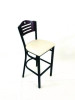 Eagle Series Barstool, Supports Up To 300 Lb, 28.5" Seat Height, Cream Seat, Dark Mahogany Back, Black Base