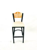 Eagle Series Barstool, Supports Up To 300 Lb, 28.5" Seat Height, Cream Seat, Natural Back, Black Base