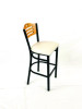 Eagle Series Barstool, Supports Up To 300 Lb, 28.5" Seat Height, Cream Seat, Natural Back, Black Base