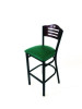 Eagle Series Barstool, Supports Up To 300 Lb, 28.5" Seat Height, Green Seat, Dark Mahogany Back, Black Base