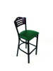 Eagle Series Barstool, Supports Up To 300 Lb, 28.5" Seat Height, Green Seat, Dark Mahogany Back, Black Base