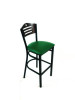 Eagle Series Barstool, Supports Up To 300 Lb, 28.5" Seat Height, Green Seat, Dark Walnut Back, Black Base