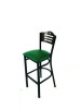Eagle Series Barstool, Supports Up To 300 Lb, 28.5" Seat Height, Green Seat, Dark Walnut Back, Black Base