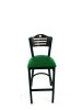 Eagle Series Barstool, Supports Up To 300 Lb, 28.5" Seat Height, Green Seat, Dark Walnut Back, Black Base