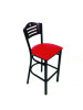 Eagle Series Barstool, Supports Up To 300 Lb, 28.5" Seat Height, Red Seat, Dark Mahogany Back, Black Base