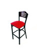Eagle Series Barstool, Supports Up To 300 Lb, 28.5" Seat Height, Red Seat, Dark Mahogany Back, Black Base